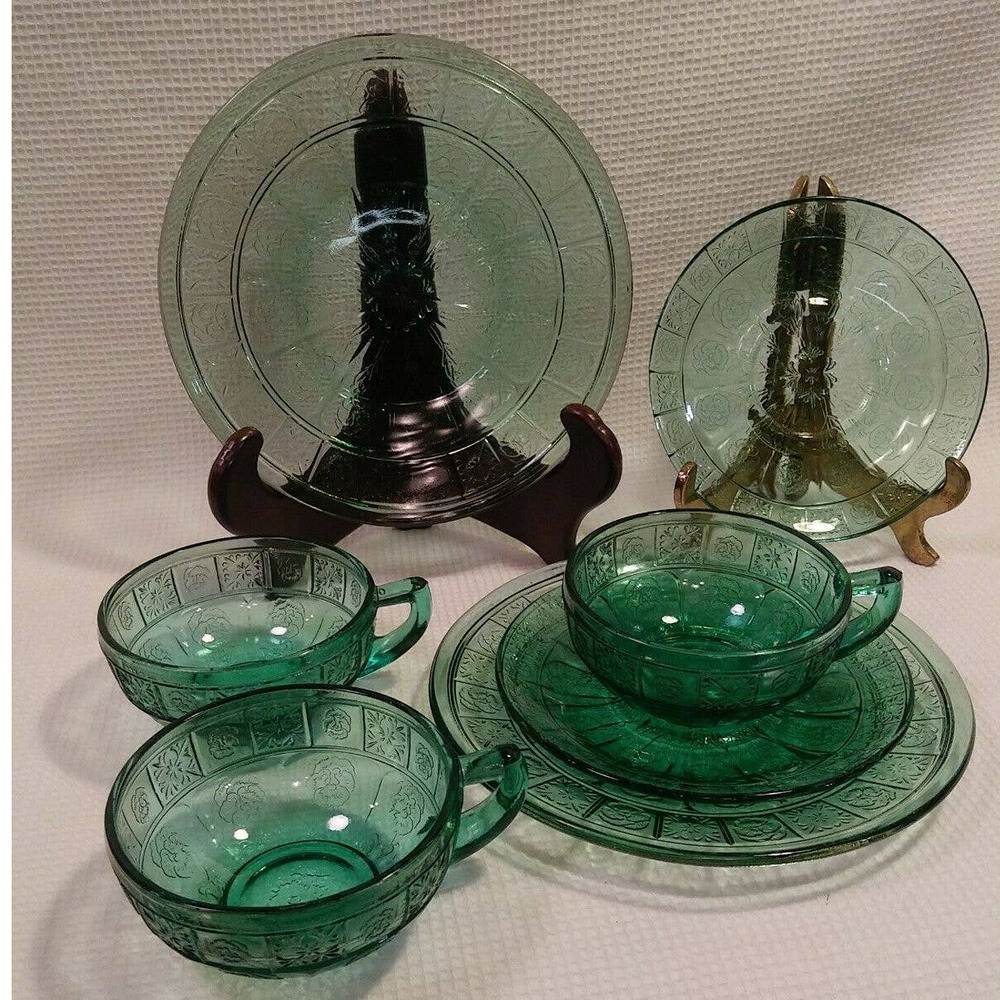 Doric n Pansy depression glass Pretty Polly Dishes - Picture 6 of 9